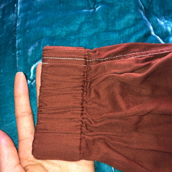 Rust brown contrast stitch jumpsuit - Picture 4 of 4